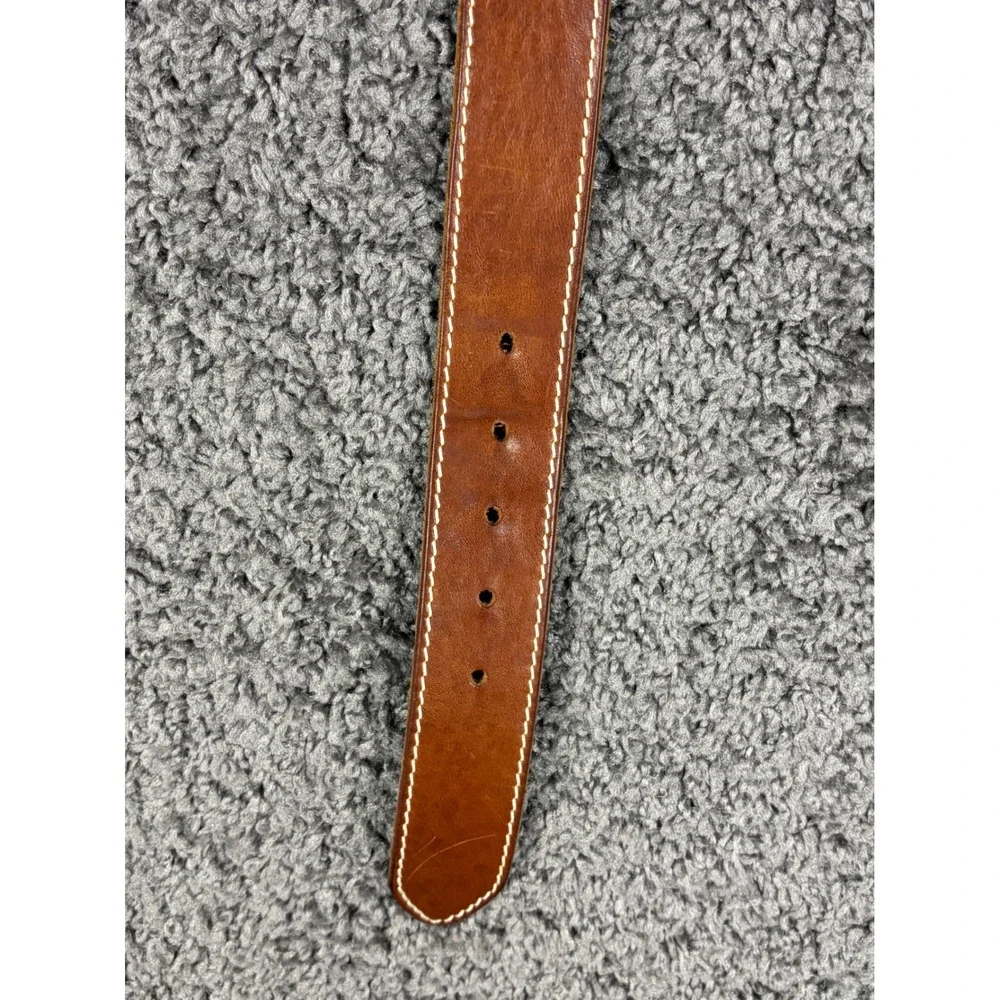 Nordstrom 1901 Mens Brown Leather Belt 42 Handcrafted USA Contrast Stitch 105cm